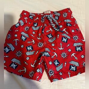 Cat & Jack Red Pirate Swim Trunks